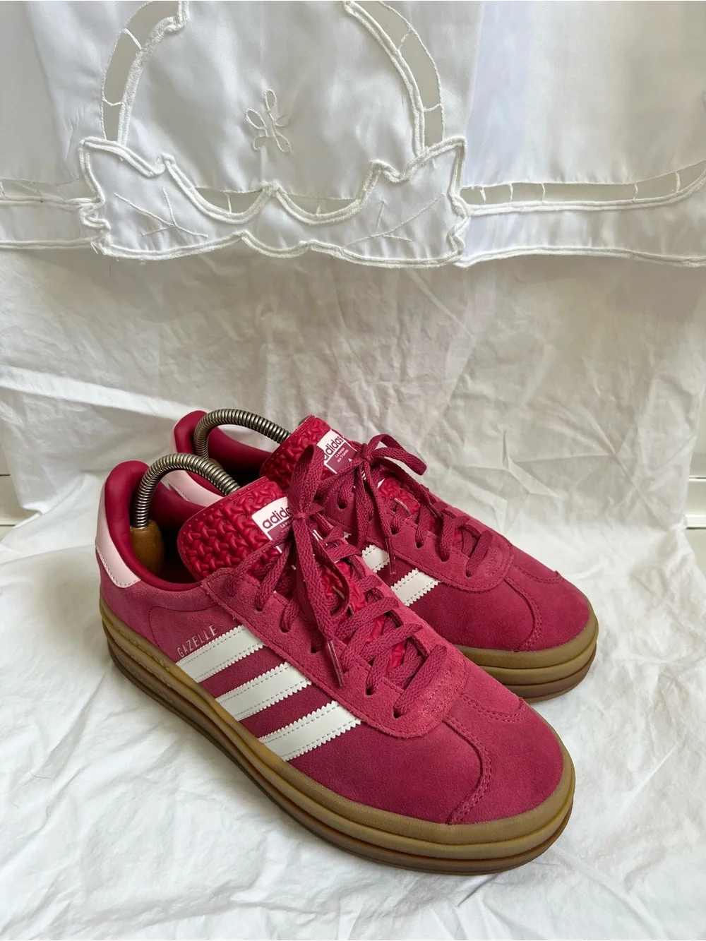 NWOT Adidas Gazelle Bold Platform Sneakers Pink White Gum Women’s Size 8.5